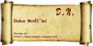 Duba Noémi névjegykártya